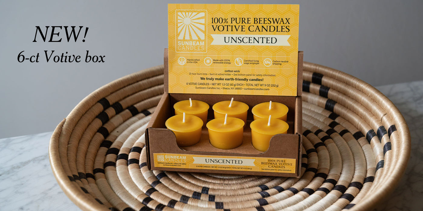 beeswax 6 count natural votive box