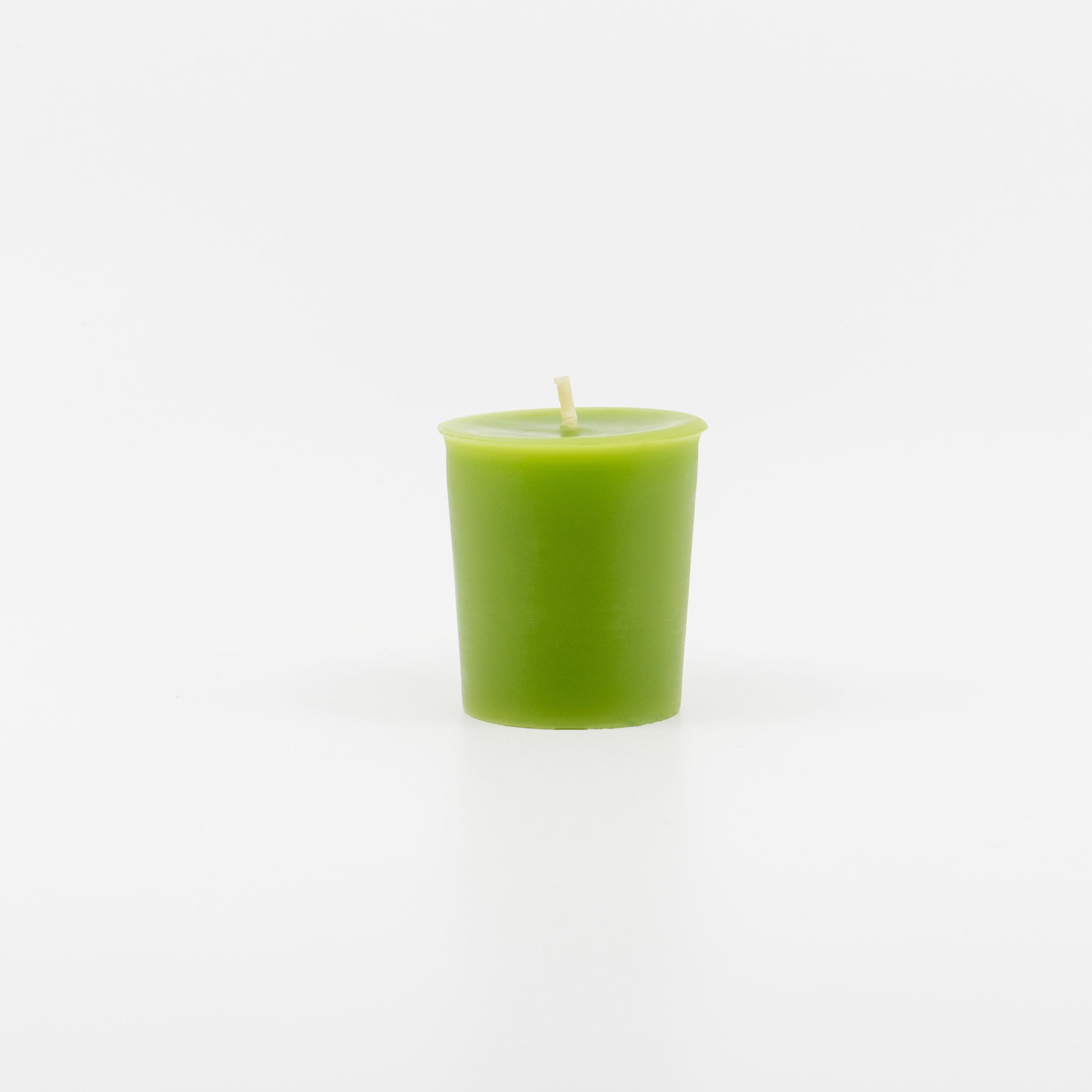 Sunbeam Candles Pure Beeswax Sage Green - Lime, Grapefruit & Rosemary votive candle with white background