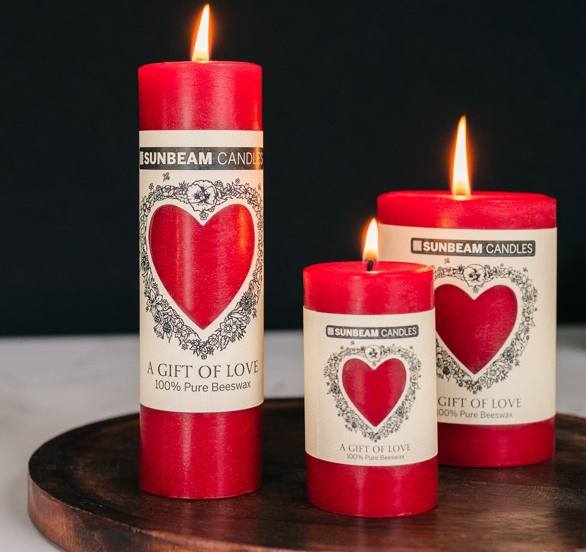 Gift of Love red pillar candles lifestyle