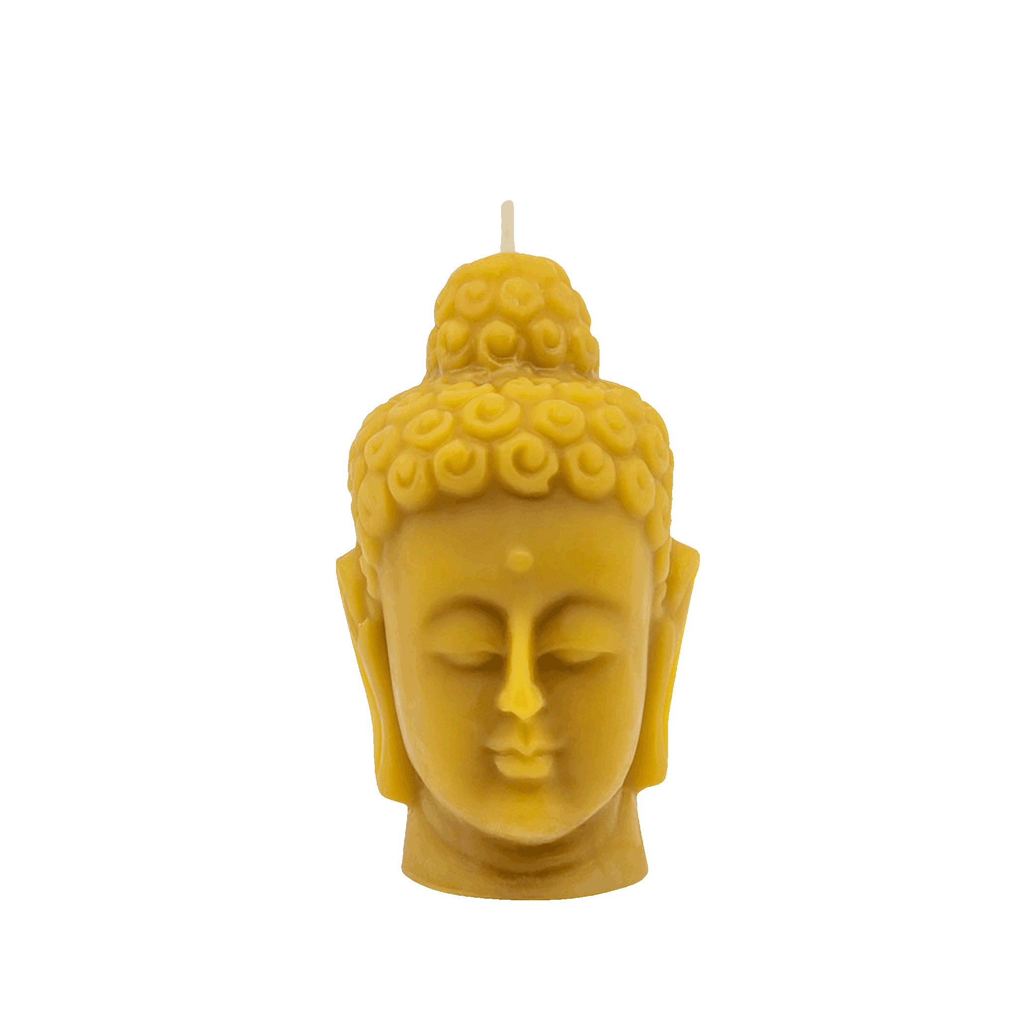 Gold-Yellow-Natural-Handcrafted-non-toxic-Unscented-100%-Beeswax-Candle-emergency-highest-rated-long-burning-unique-trending-home-gifts-buddhism-tibetan-buddha-head