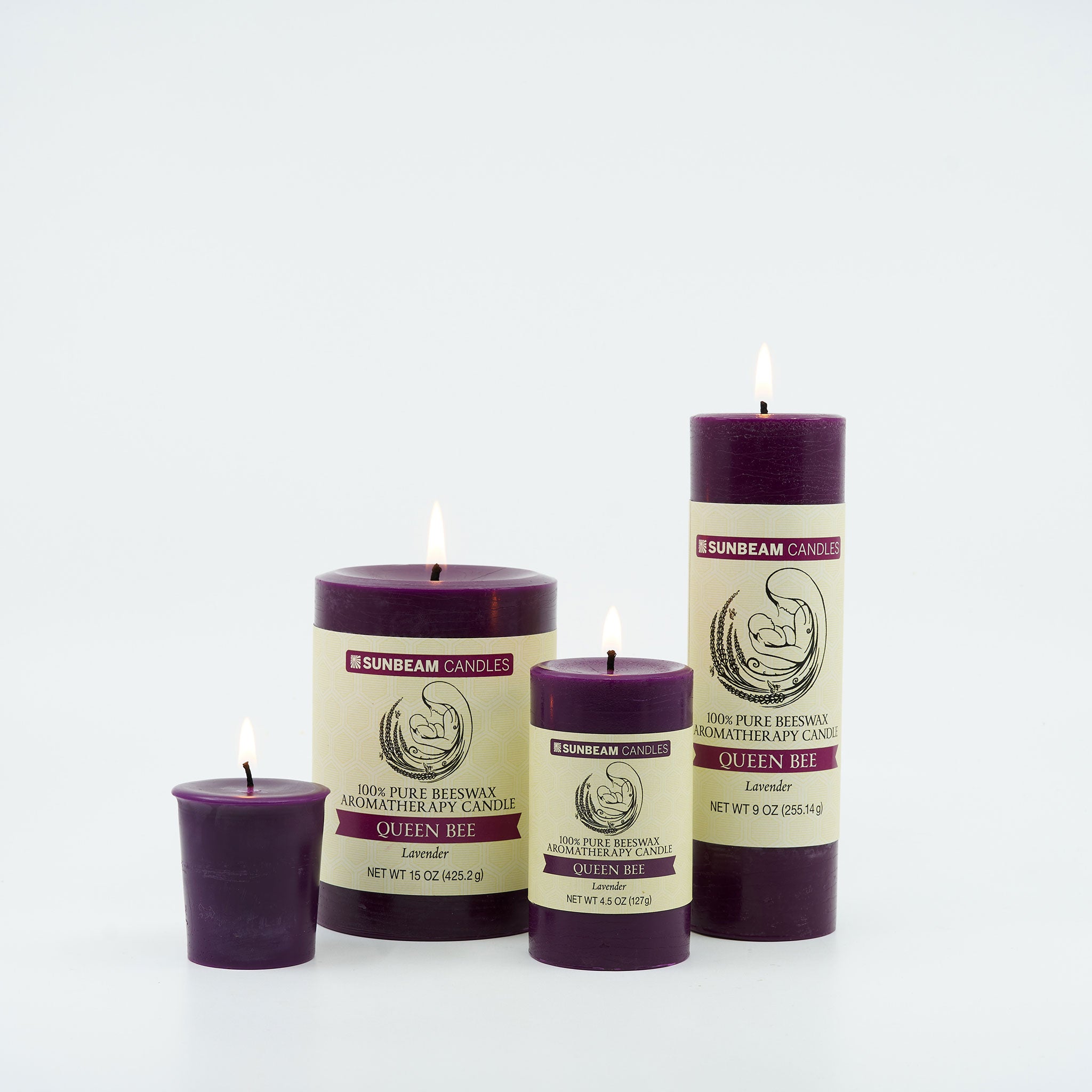 Natural-Handcrafted-non-toxic-Scented-essential-oils-aromatherapy-100%-Beeswax-Candle-emergency-highest-rated-long-burning-unique-trending-home-gifts-lavender-mothers-day-queen-bee-pillar-2x6-2x3-votive