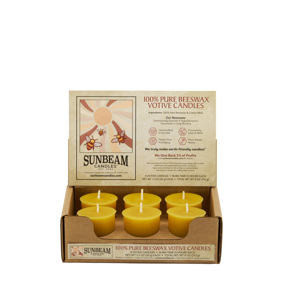 Beeswax Votive Candles – 6 Count or 15 Count