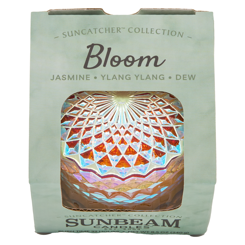 Sunbeam candles suncatcher packaging with geometric design