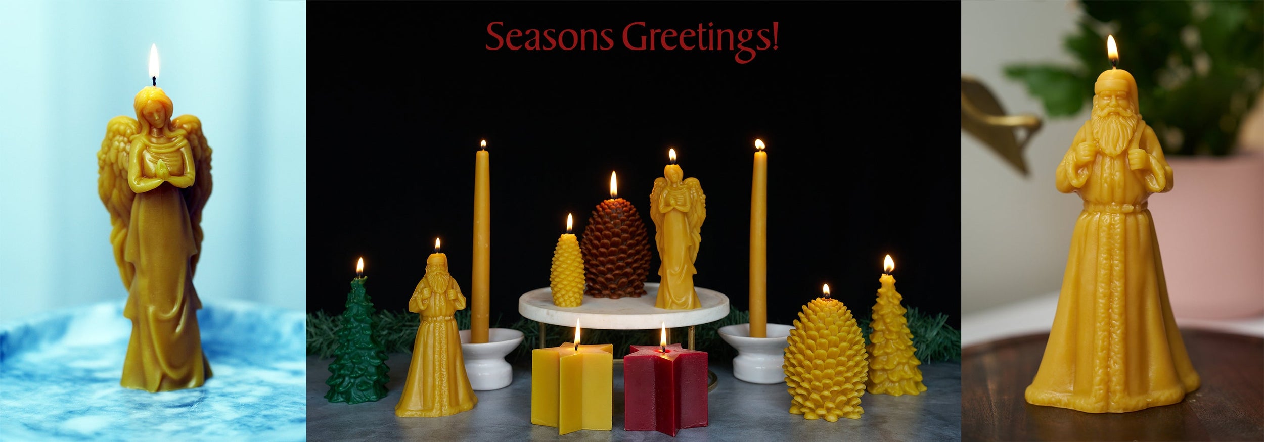 Sunbeam Candles assorted pumpkins, jack-o-lantern and corn cob candles lit in a basket