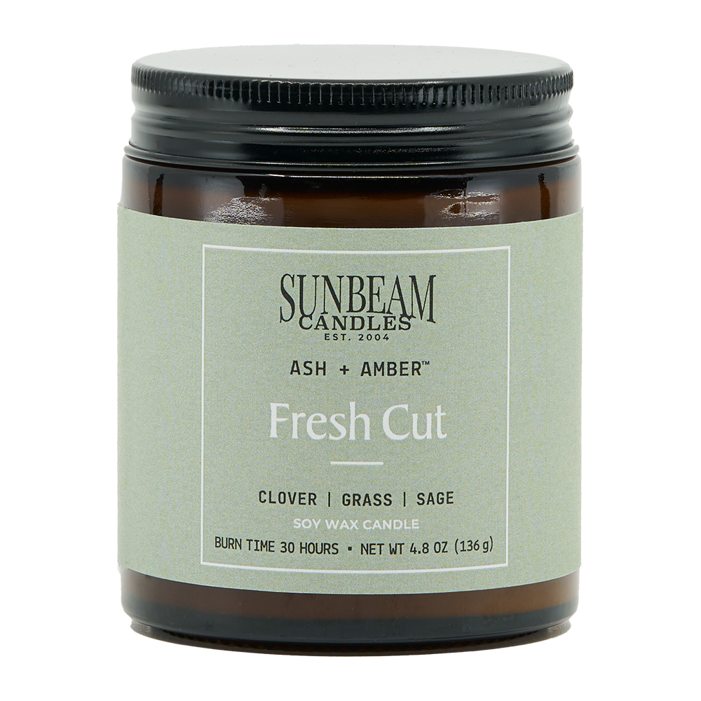 Sunbeam Candles Fresh Cut candle in a jar on a white background