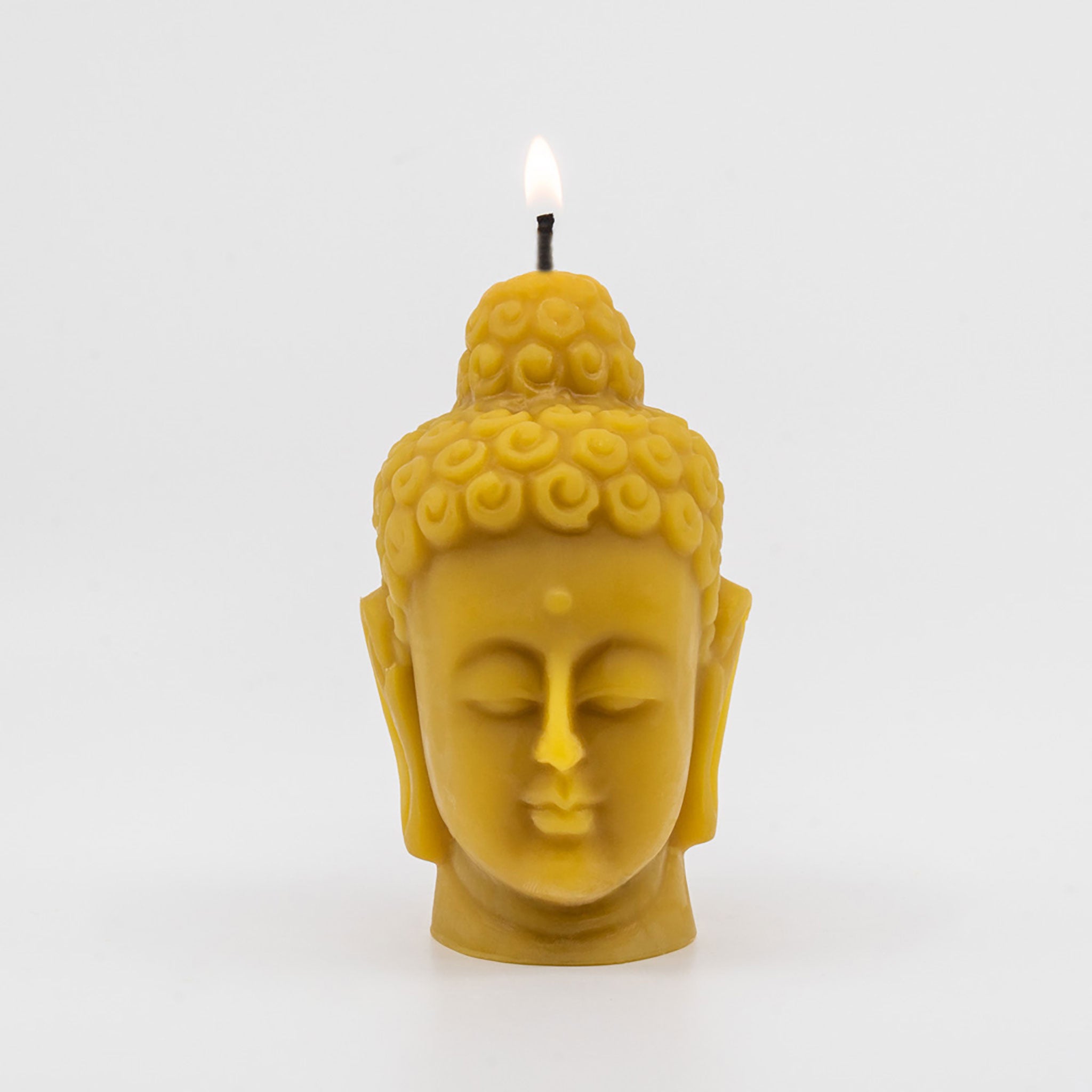 Gold-Yellow-Natural-Handcrafted-non-toxic-Unscented-100%-Beeswax-Candle-emergency-highest-rated-long-burning-unique-trending-home-gifts-buddhism-tibetan-buddha-head
