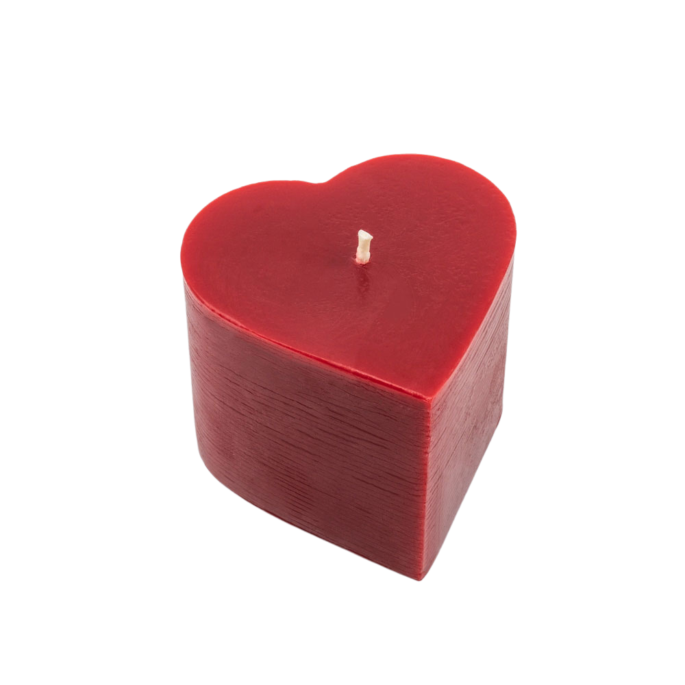 Sunbeam Candles Pure Beeswax Large Red heart-shaped candle on a white background