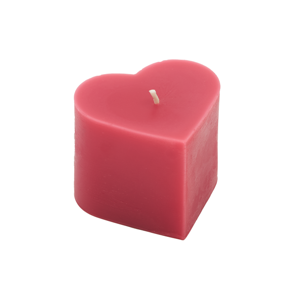 Sunbeam Candles Pure Beeswax Large Pink heart-shaped candle on a white background