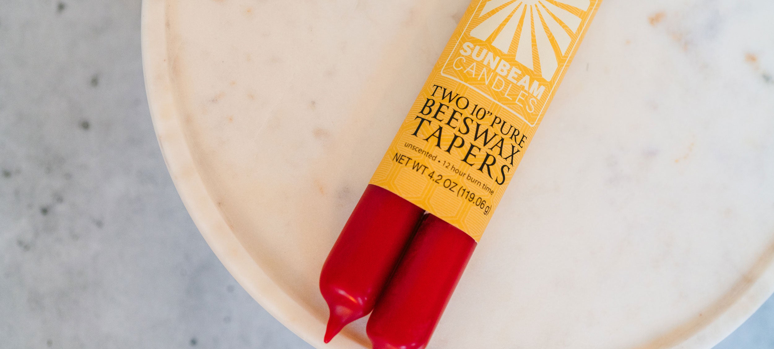 2 red beeswax tapers