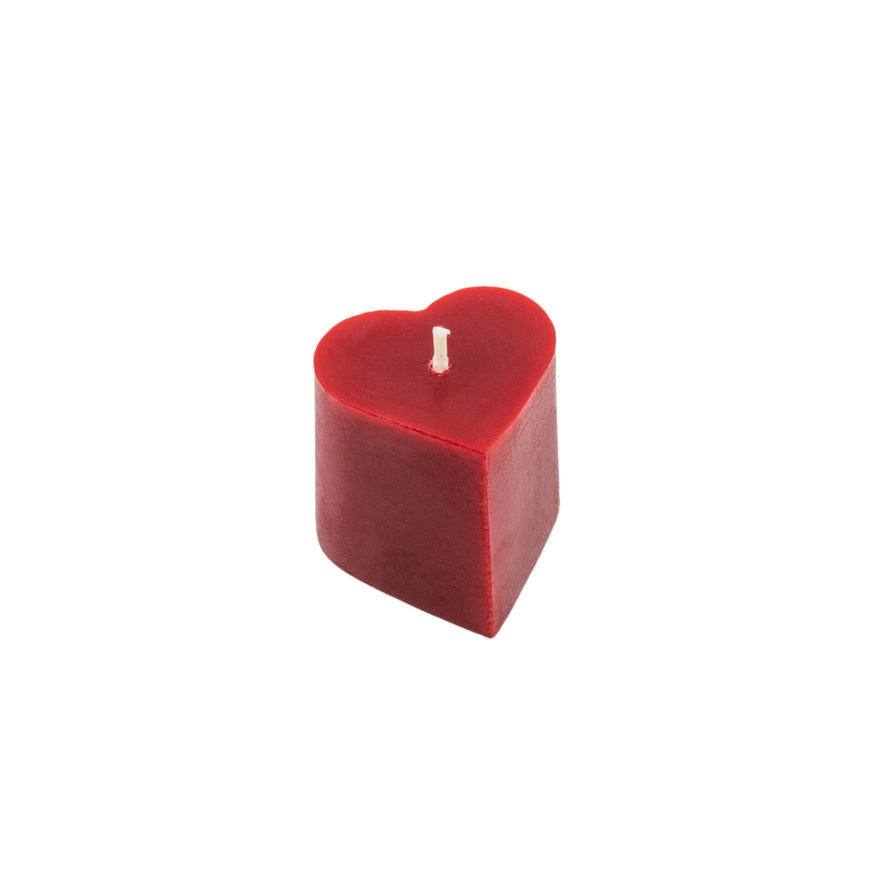 Sunbeam Candles Pure Beeswax Small Red heart-shaped candle on a white background