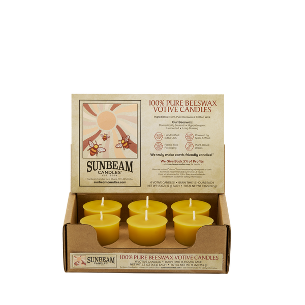 Beeswax Votive Candles – 6 Count or 15 Count