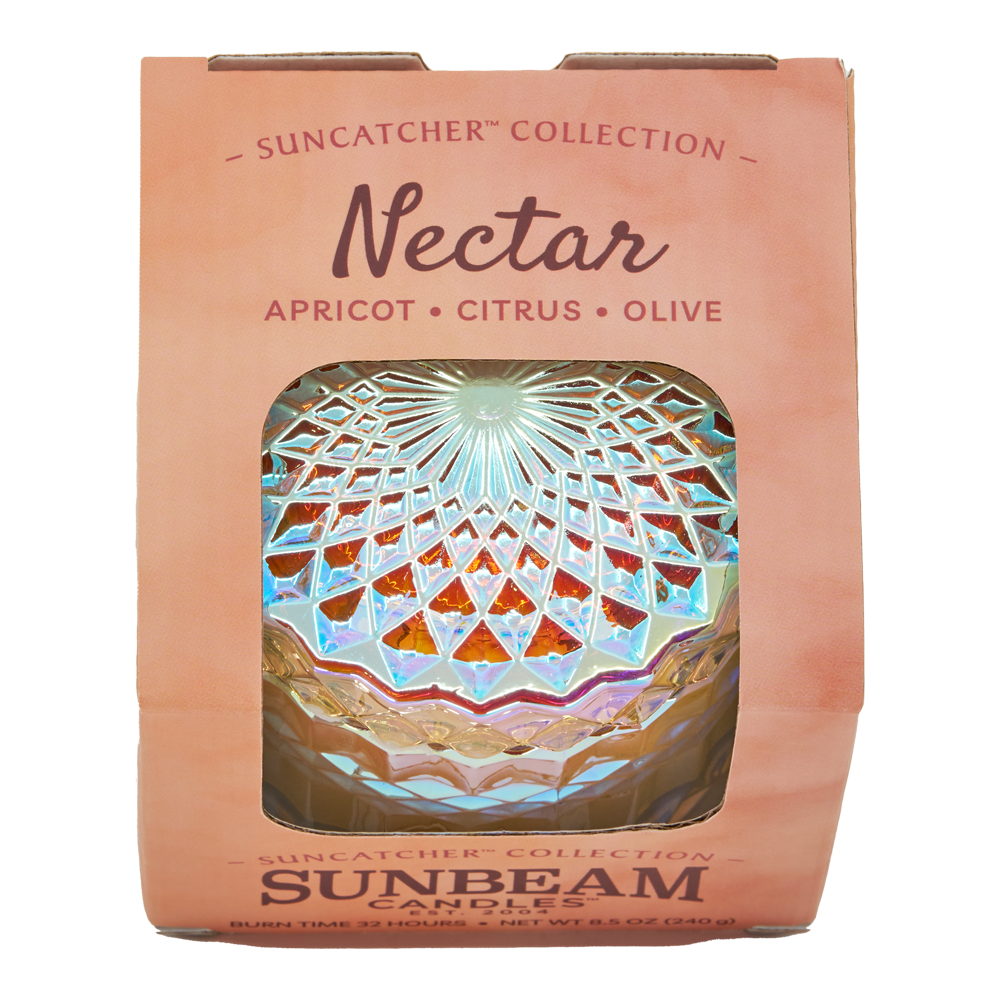 Sunbeam candles suncatcher packaging with geometric design