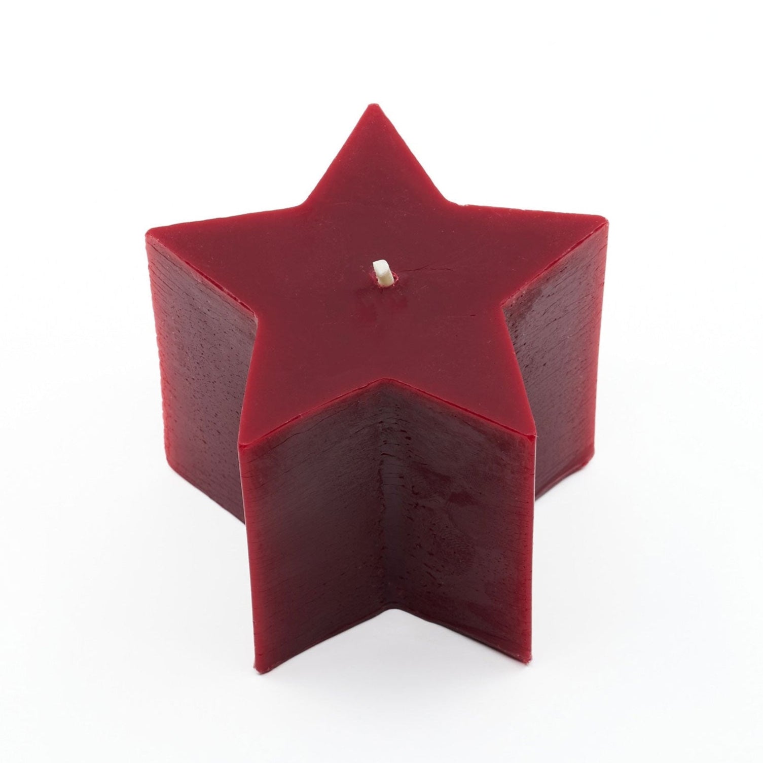 Red beeswax 5-pointed star sculpted candle