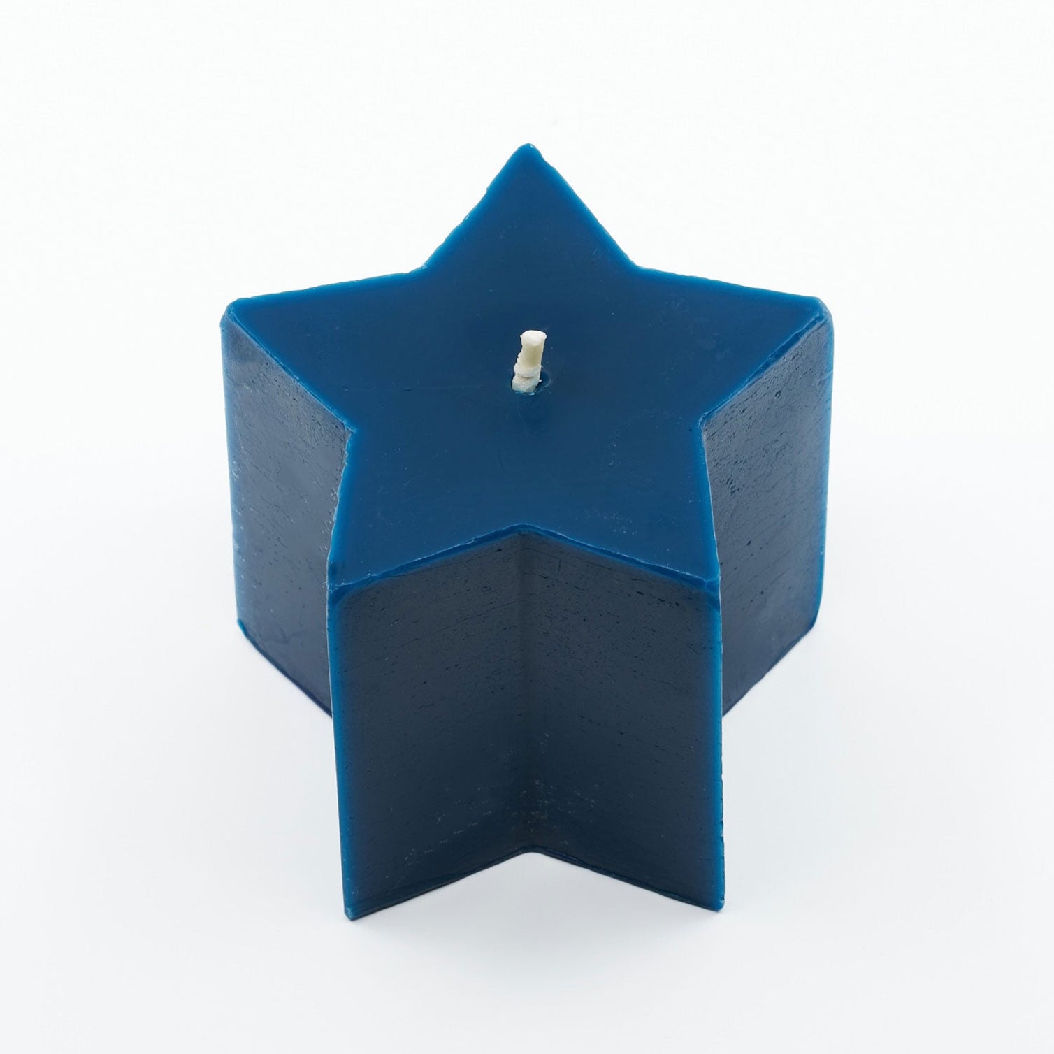 Blue beeswax 5-pointed star sculpted candle