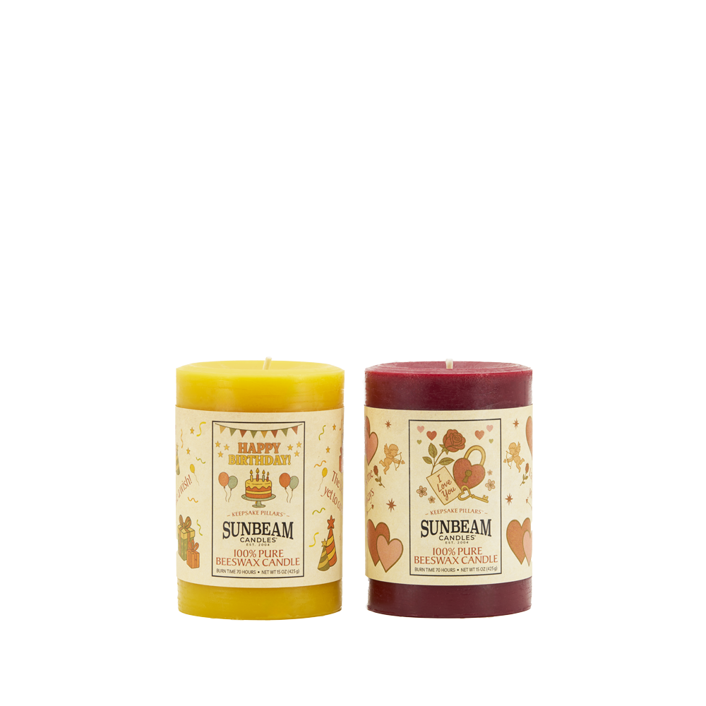 Beeswax Keepsake Pillars– Birthday & Love