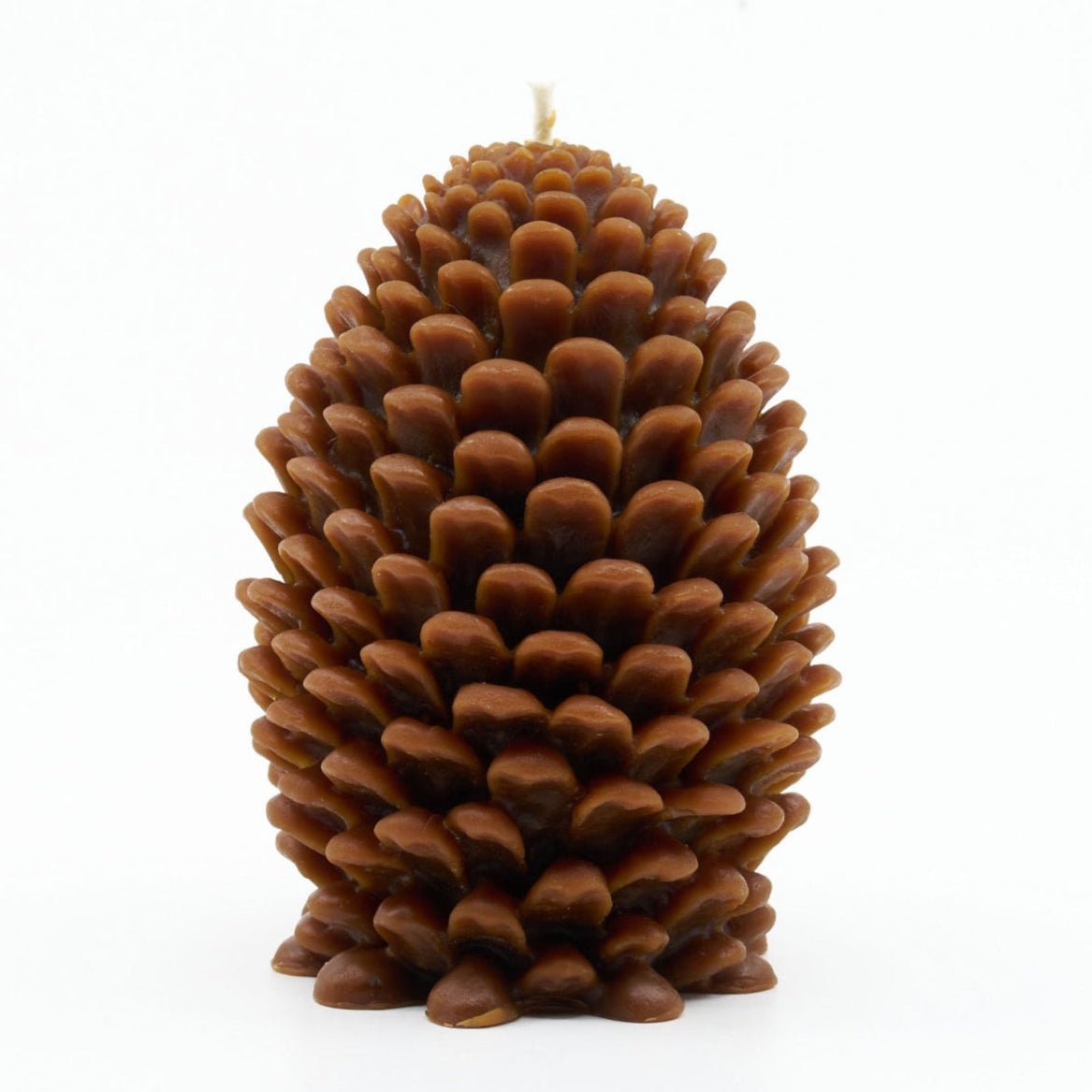Large brown beeswax pine cone candle